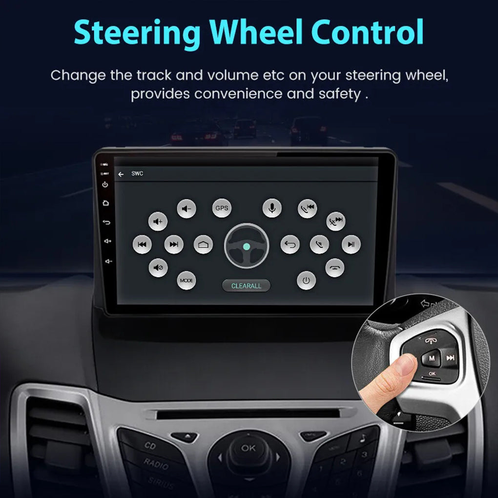 For Ford Fiesta 2009-2011 9" Carplay Android 14 Car GPS Radio Stereo WIFI