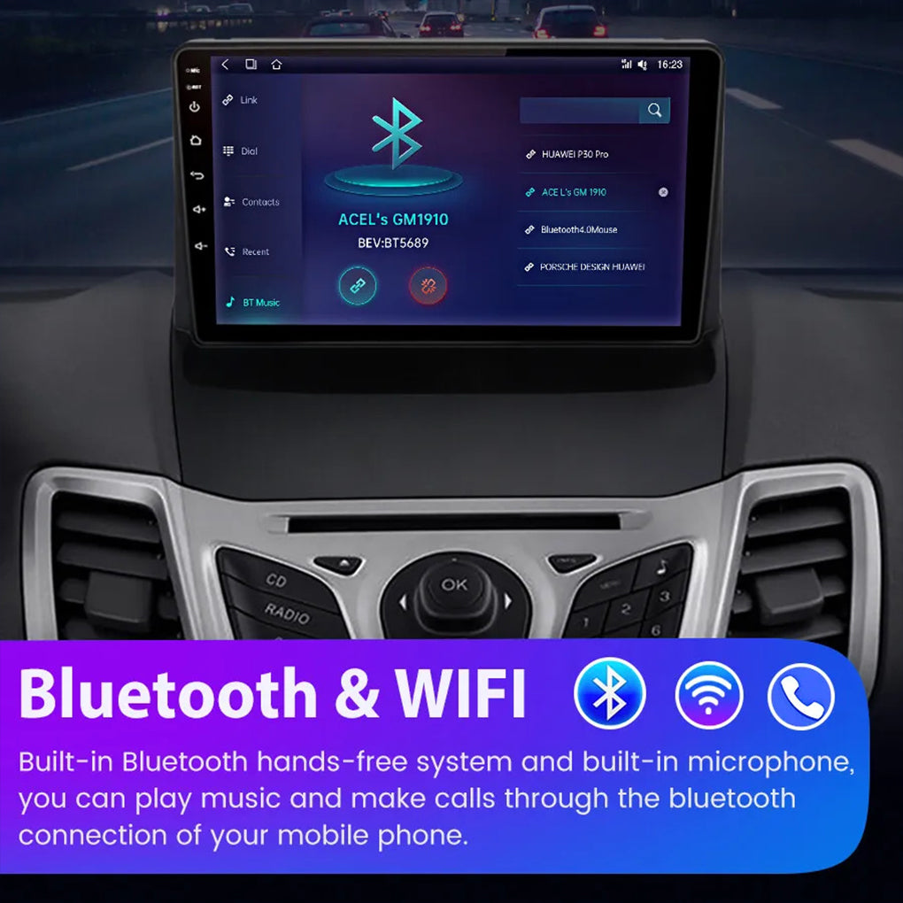 For Ford Fiesta 2009-2011 9" Carplay Android 14 Car GPS Radio Stereo WIFI