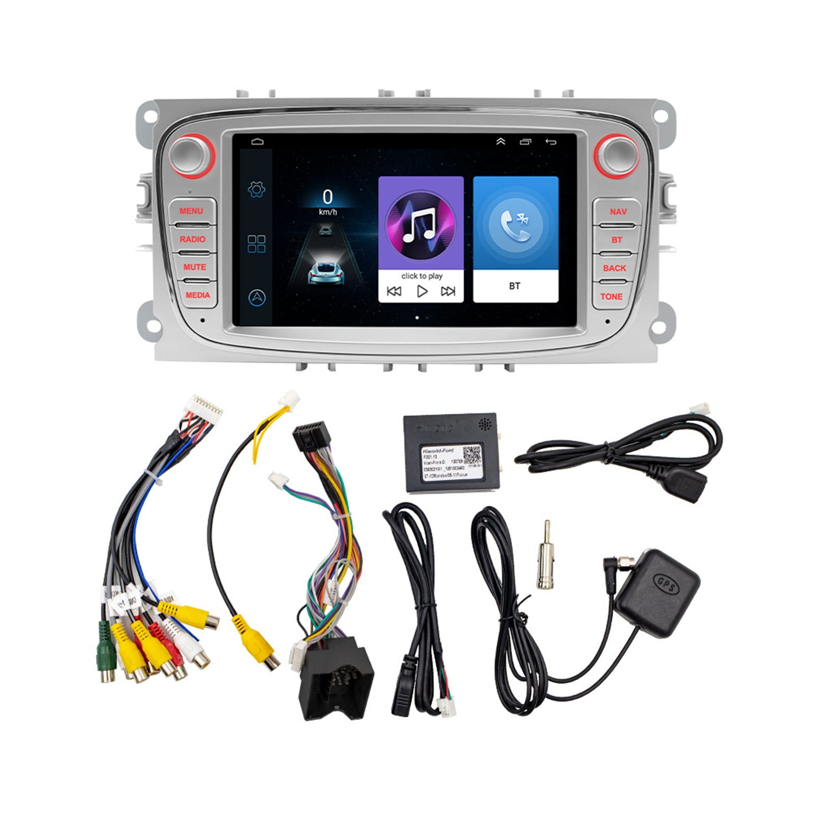 7"Android 14 BT SWC WIFI Radio For Ford Focus MK2 Stereo Black GPS Sat Nav