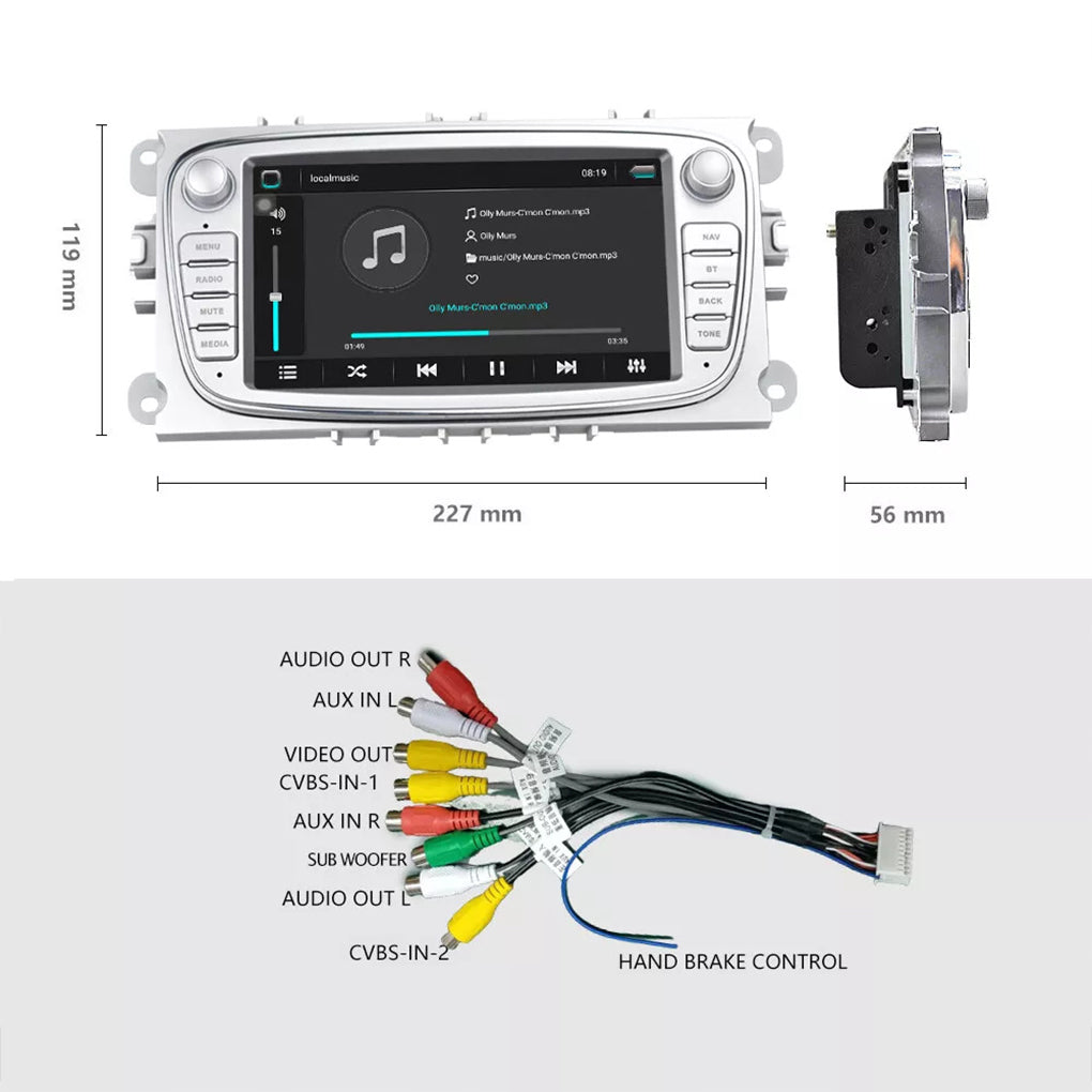 7"Android 14 BT SWC WIFI Radio For Ford Focus MK2 Stereo Black GPS Sat Nav