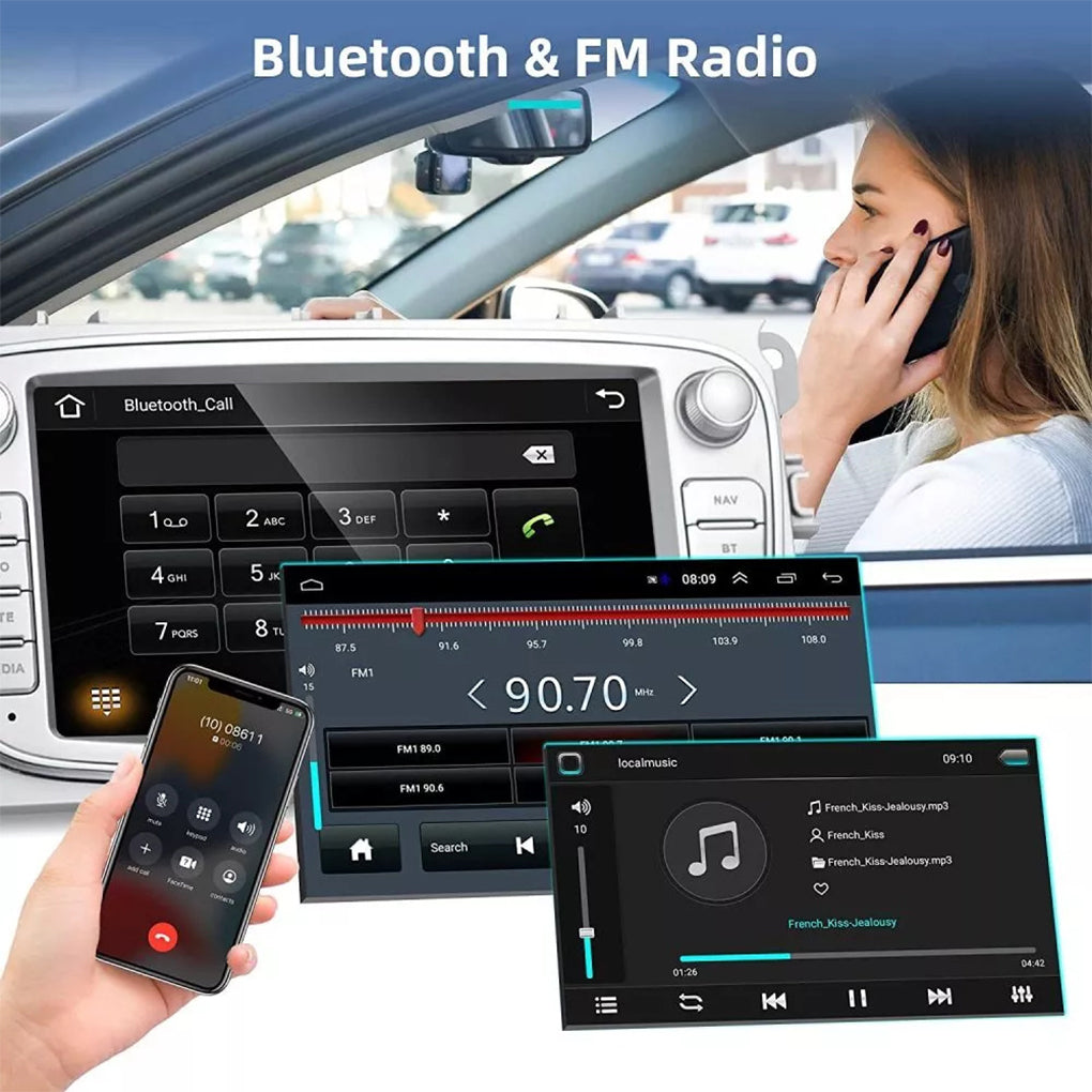 7"Android 14 BT SWC WIFI Radio For Ford Focus MK2 Stereo Black GPS Sat Nav