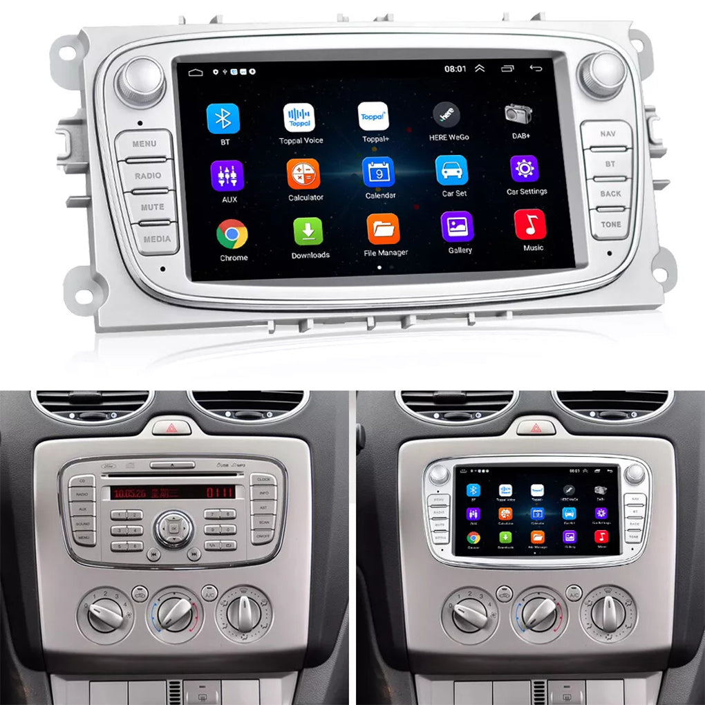 7"Android 14 BT SWC WIFI Radio For Ford Focus MK2 Stereo Black GPS Sat Nav