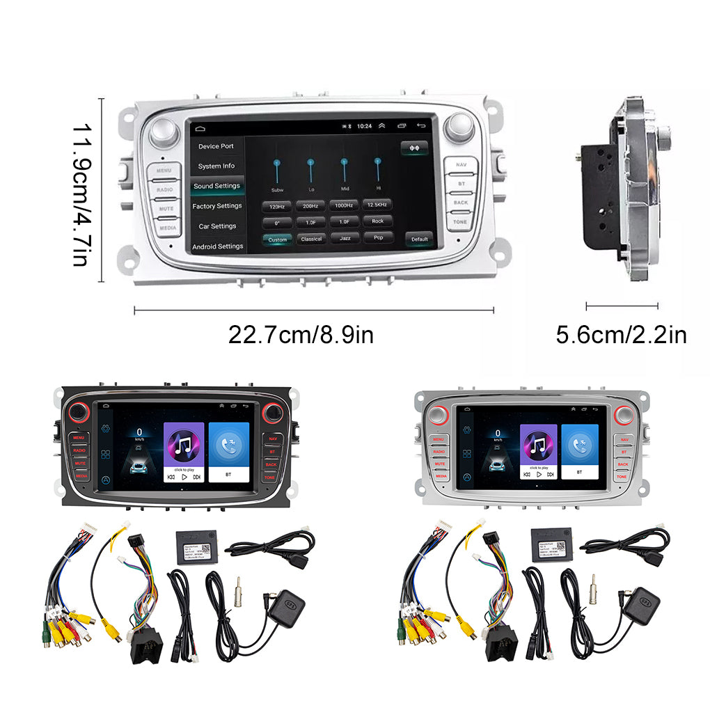 7"Android 14 BT SWC WIFI Radio For Ford Focus MK2 Stereo Black GPS Sat Nav