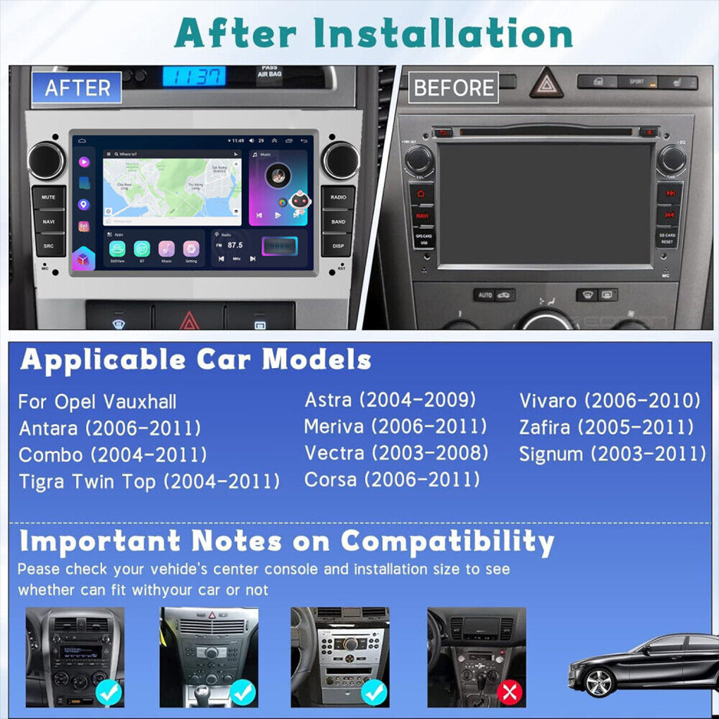 For Vauxhall/Opel Astra Corsa Apple Carplay Car Radio Stereo GPS NAVI Android 14