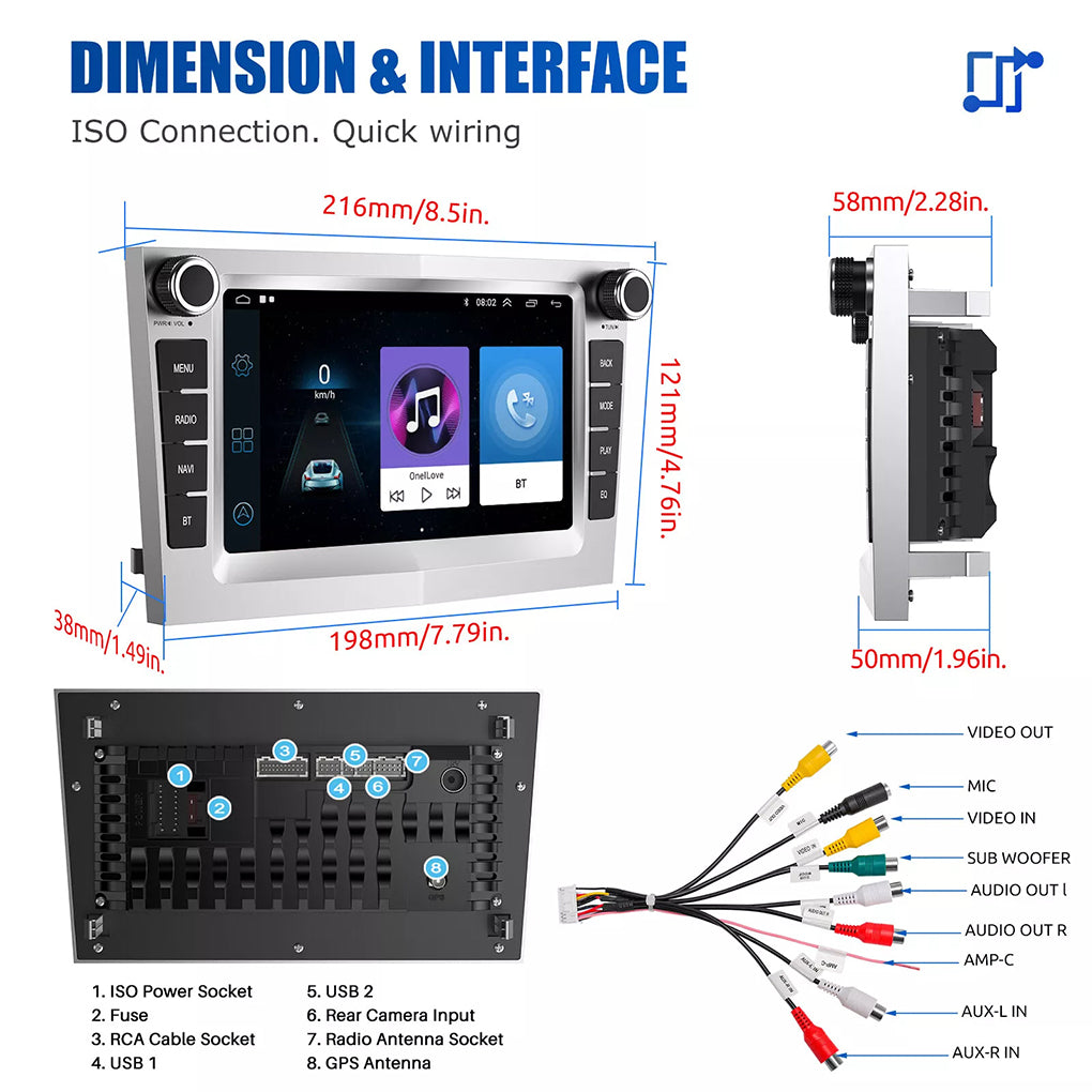 CarPlay Android 14 Car Stereo For Vauxhall Corsa D Astra H Zafira GPS Radio