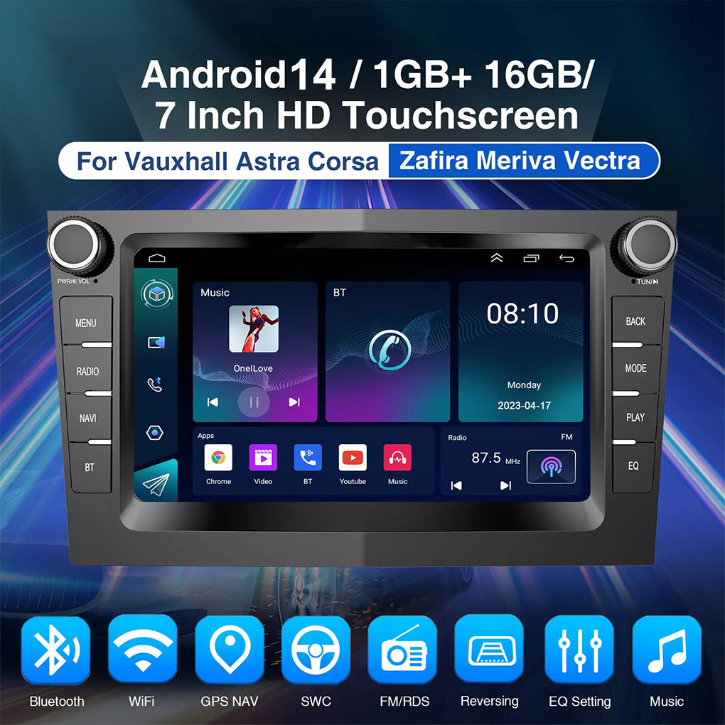 Android 14 Stereo For Vauxhall/Opel Corsa D Astra H Zafira GPS Sat Nav Car Radio