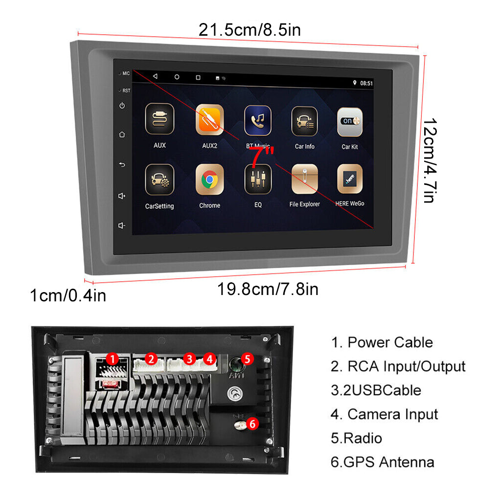 For Opel Zafira B Corsa C D Astra G H Vivaro Vectra C 7" Android 14 Car Radio - Gray (1+32G)