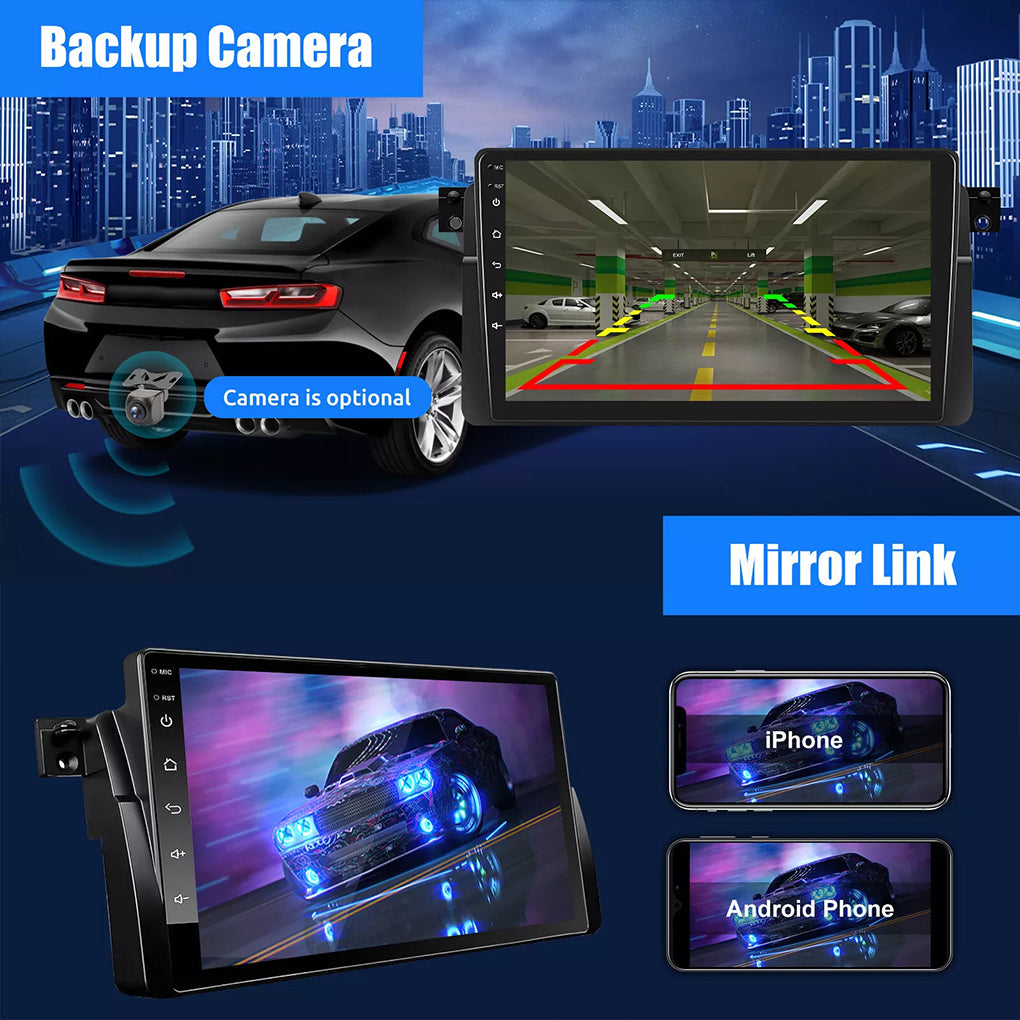 For BMW E46 1998-2006 9" Android 14 Car Stereo GPS Navigation Wifi BT RDS Radio