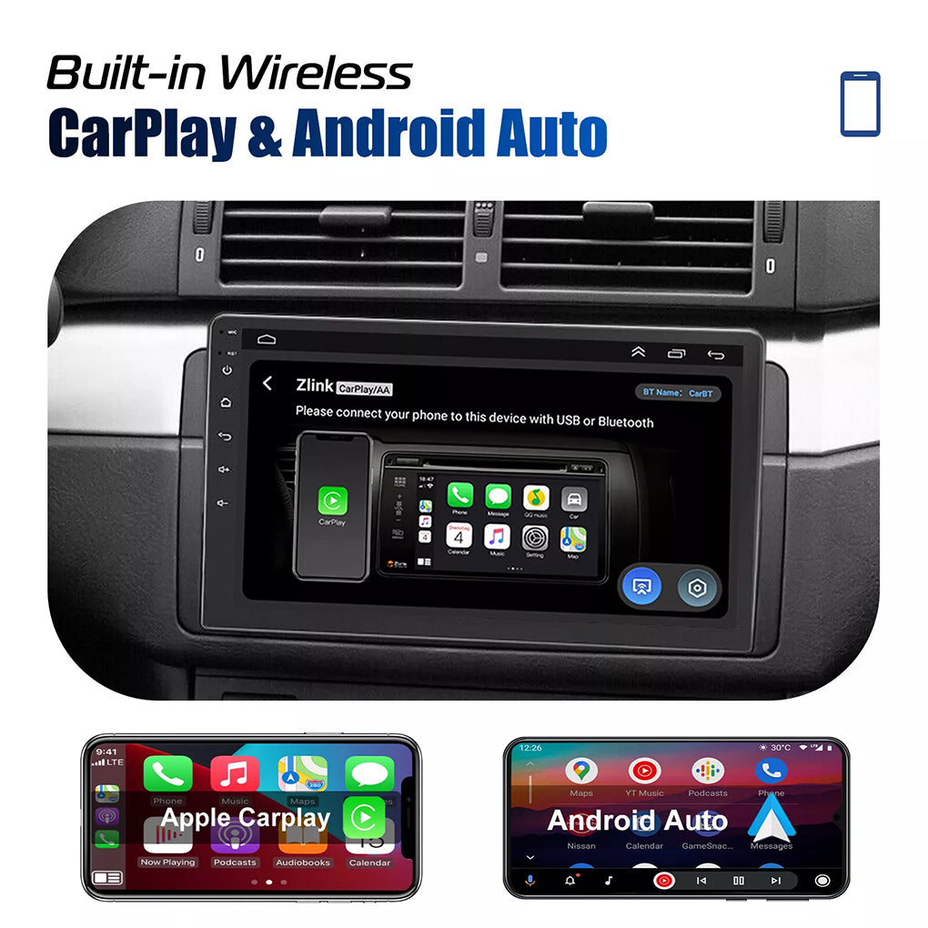 For BMW E46 1998-2006 9" Android 14 Car Stereo GPS Navigation Wifi BT RDS Radio