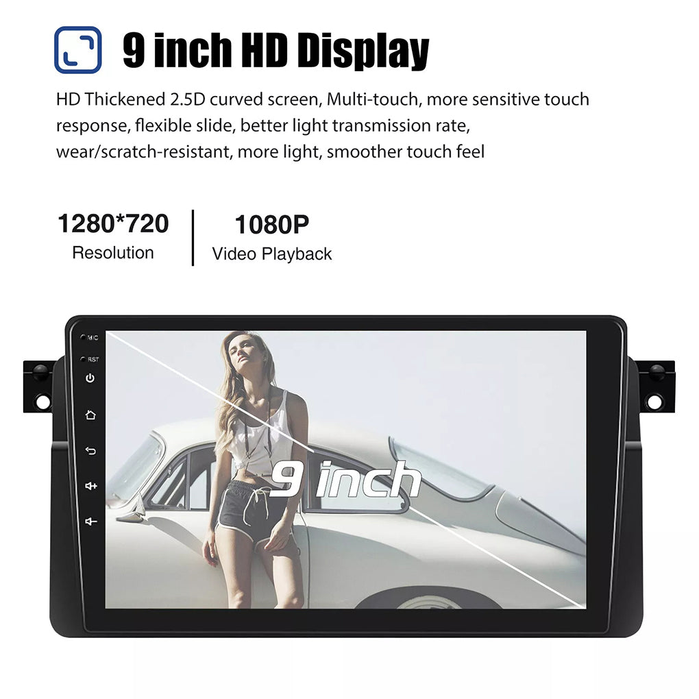 For BMW E46 1998-2006 9" Android 14 Car Stereo GPS Navigation Wifi BT RDS Radio