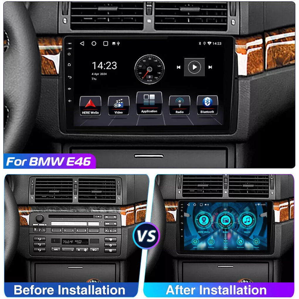 For BMW E46 1998-2006 9" Android 14 Car Stereo GPS Navigation Wifi BT RDS Radio