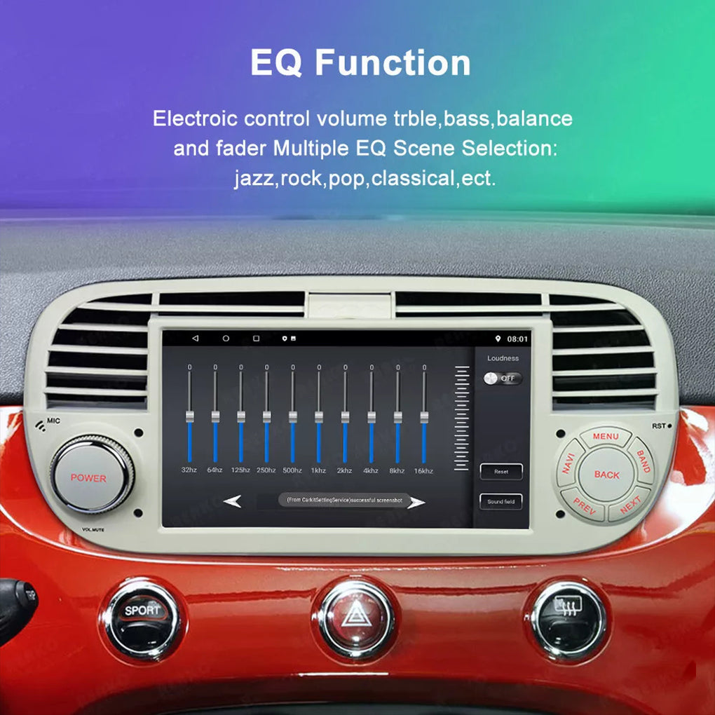 Applicable to 10~15 Fiat 500 car central control carplay HD reversing image car GPS navigation car car radio