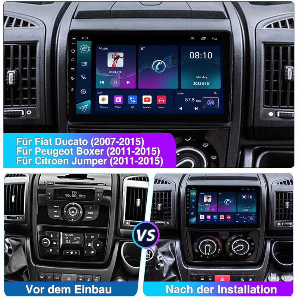For Fiat Ducato Citroen Jumper Android 14 9 inch Carplay car radio GPS Navi WIFI AHD camera built-in DAB