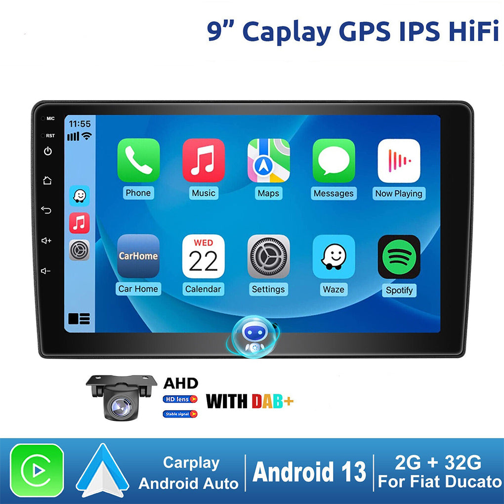 For Fiat Ducato Citroen Jumper Android 14 9 inch Carplay car radio GPS Navi WIFI AHD camera built-in DAB