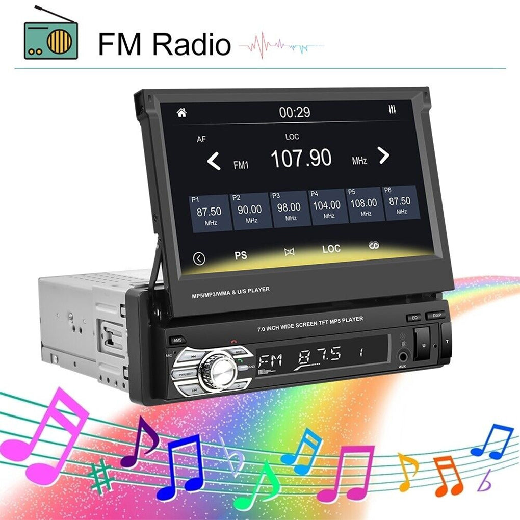 Car Radio Bluetooth 1 Din 7 Inch Screen Touchscreen Radio with Rear View Camera
