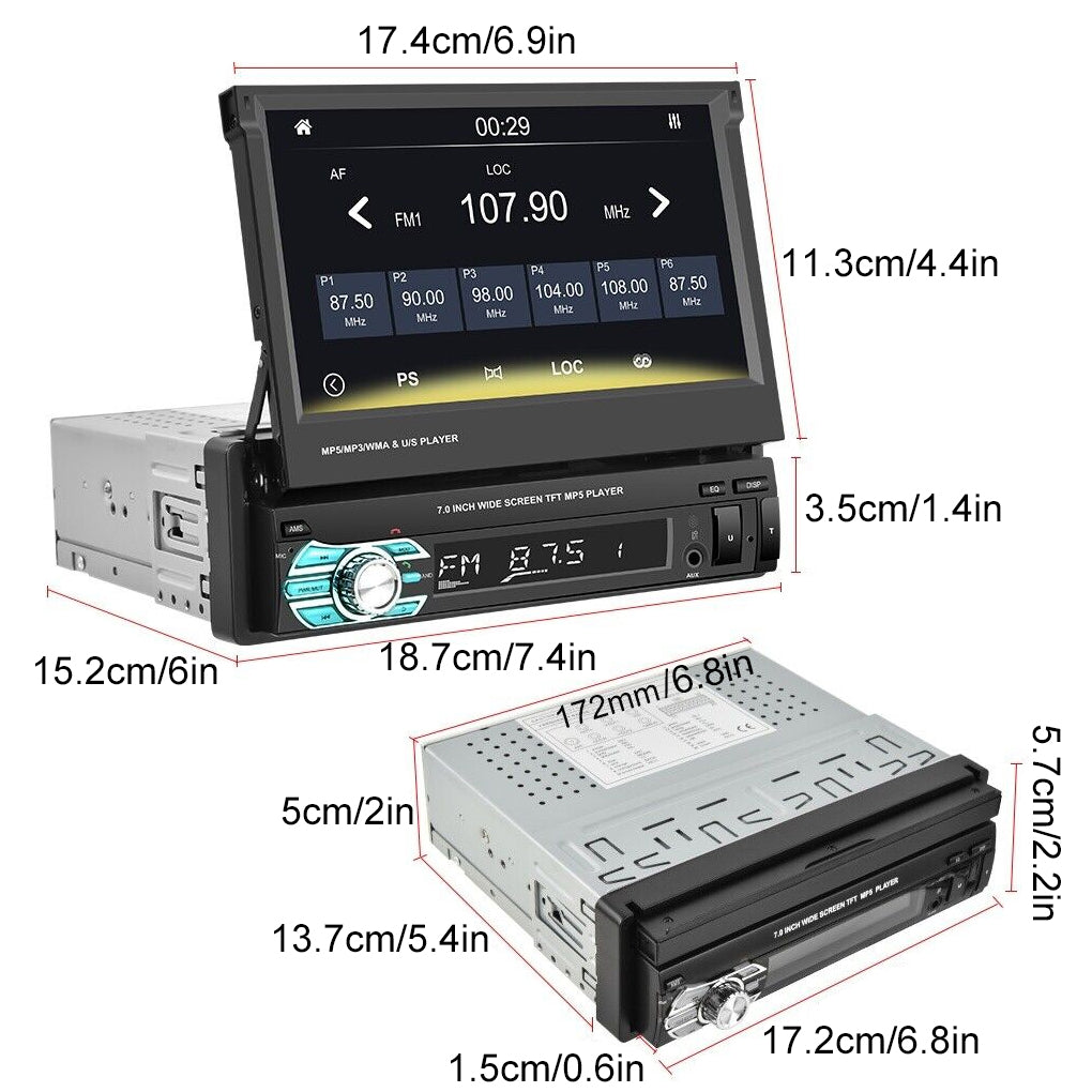 Car Radio Bluetooth 1 Din 7 Inch Screen Touchscreen Radio with Rear View Camera