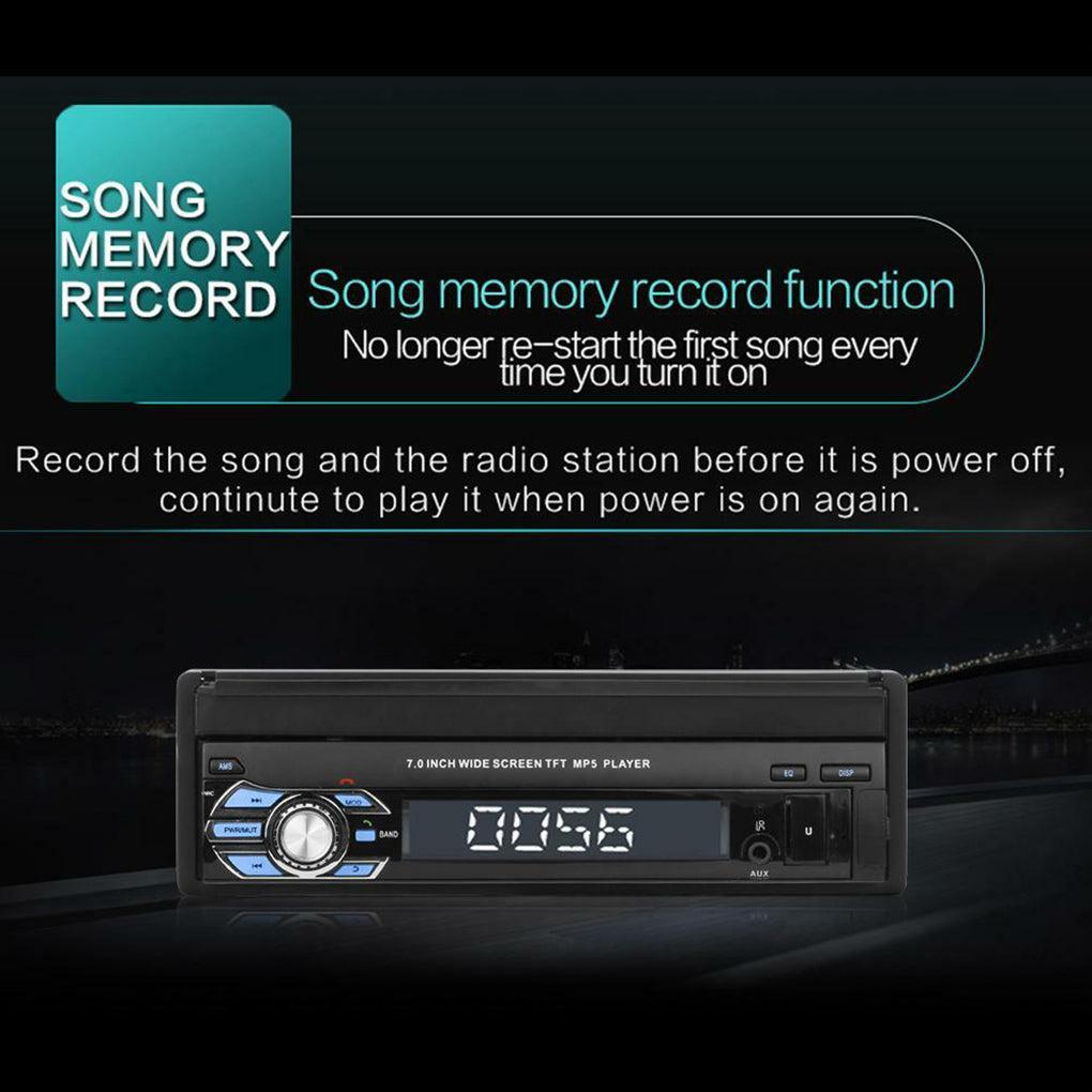 1DIN Car Radio with 7" Touchscreen Screen Bluetooth USB SD MP5 Player Radio