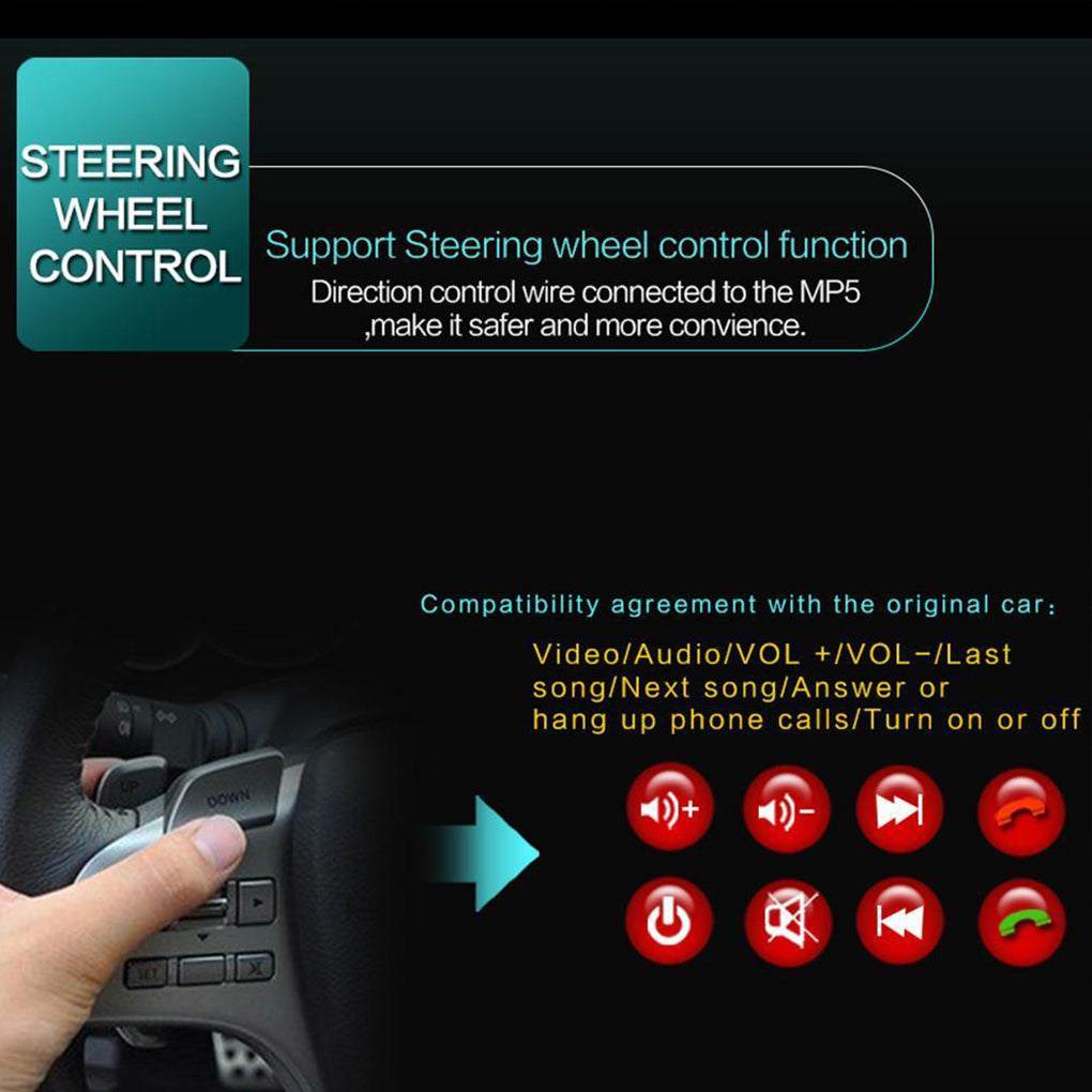 1DIN Car Radio with 7" Touchscreen Screen Bluetooth USB SD MP5 Player Radio