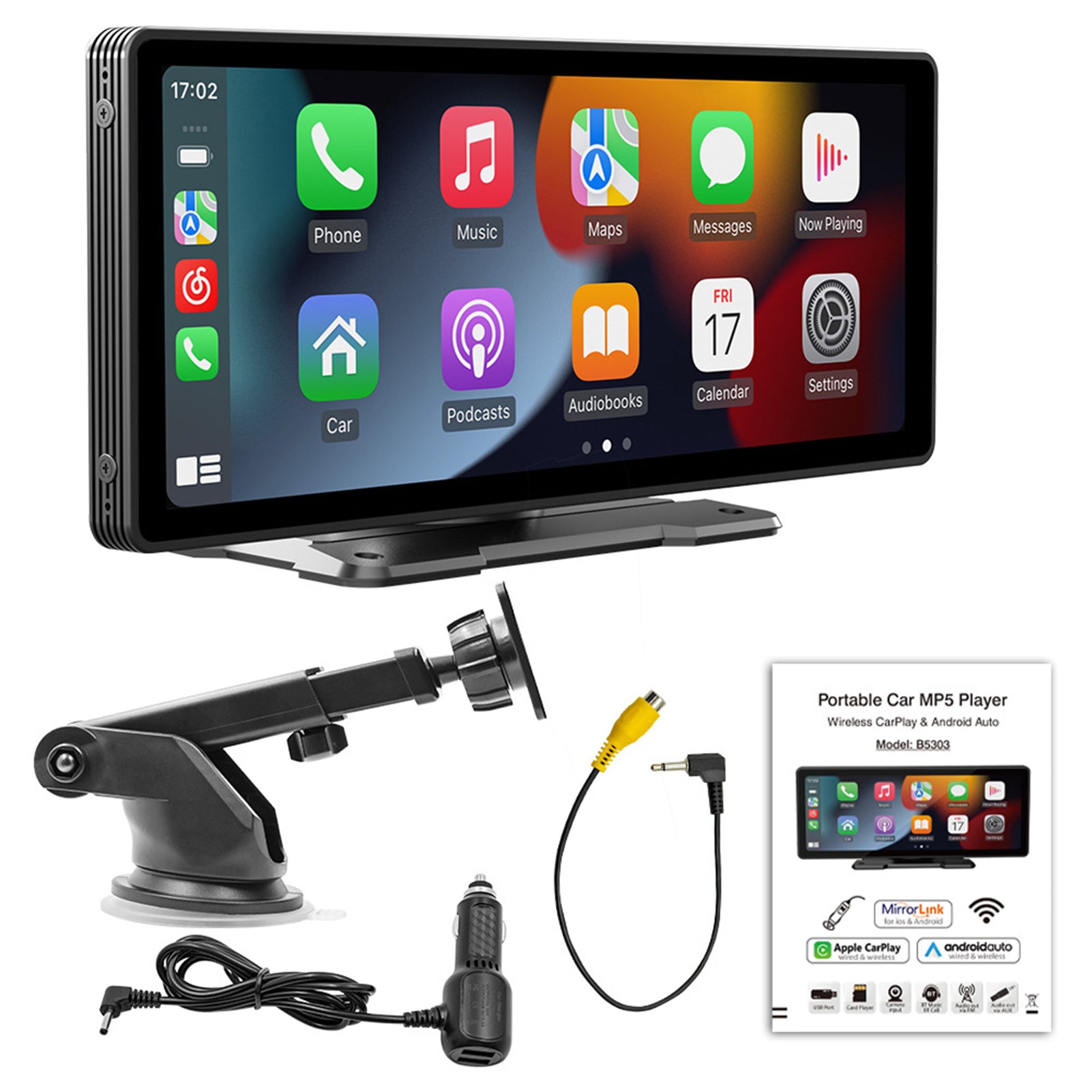 10.26 inch wireless carplay portable screen car MP5 navigation reversing interconnection car bluetooth player car radio B5303