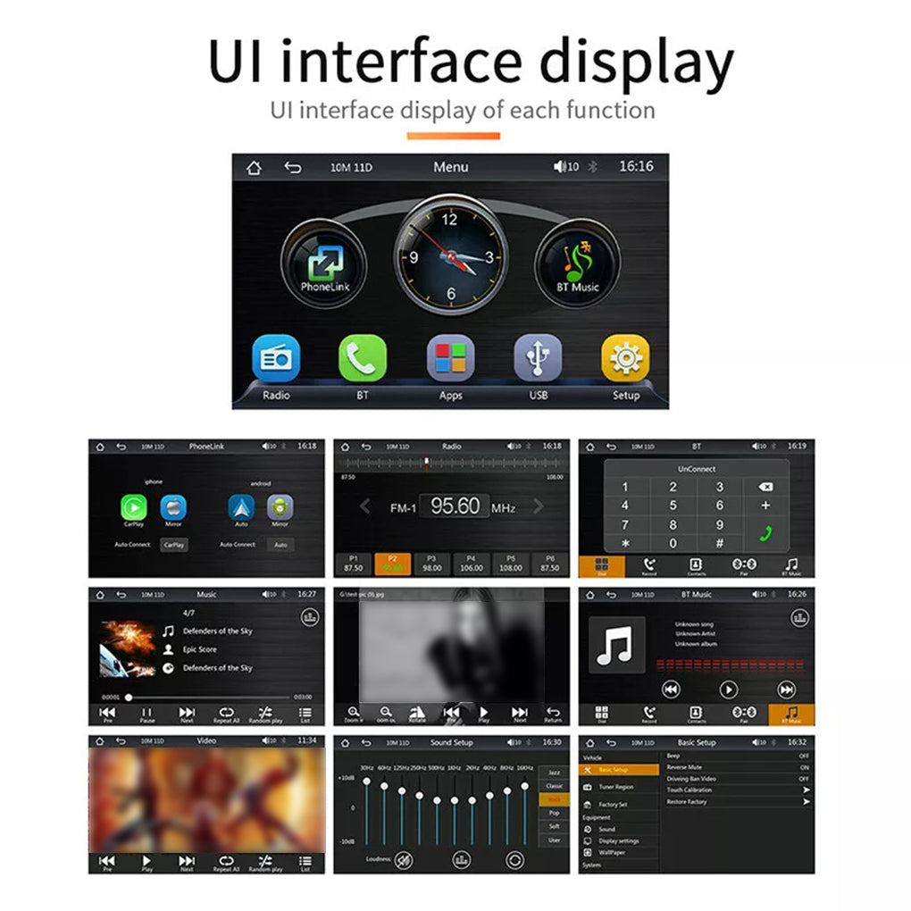 Single 1DIN 7" Flip Out Car Stereo BT CarPlay FM Radio Touch Screen MP5 Player