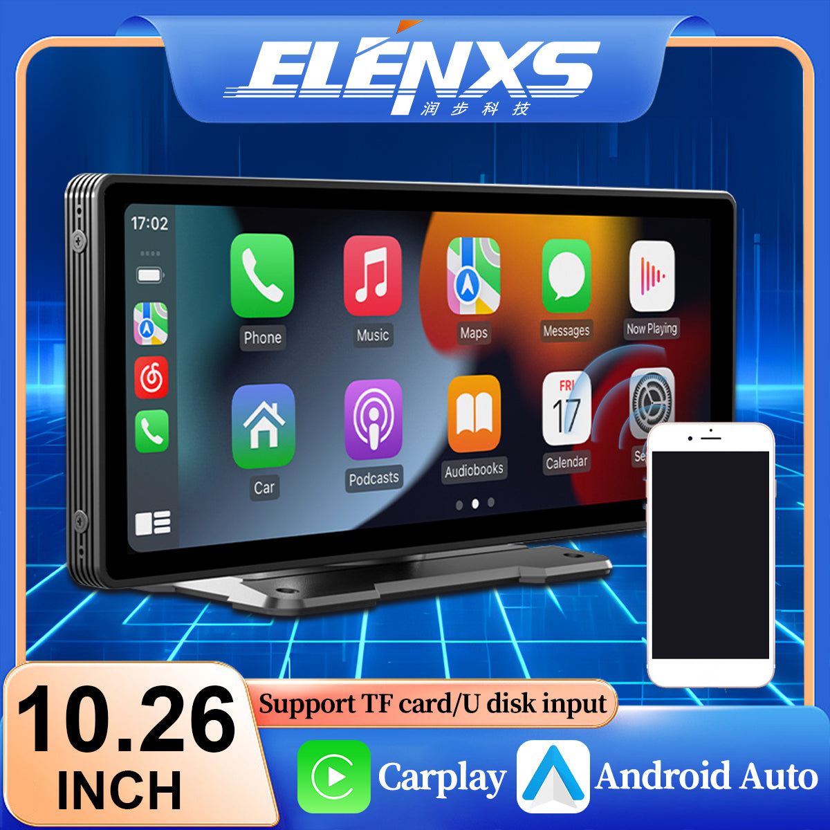 10" Portable Car Stereo Wireless Apple Carplay & Android Auto Radio Touch Screen