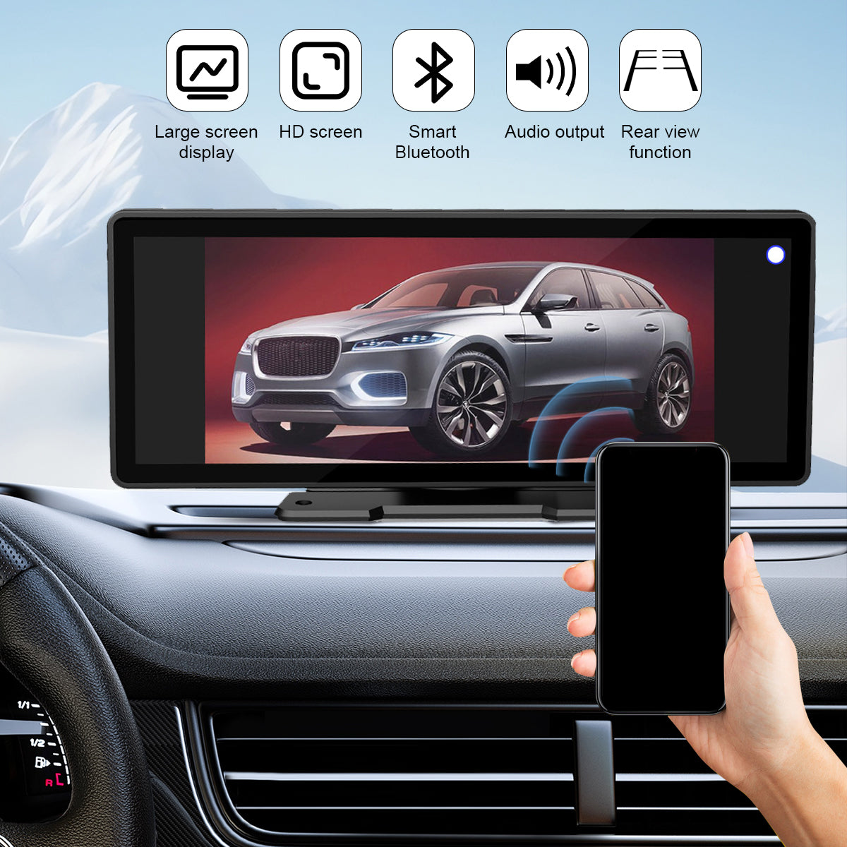 10" Portable Car Stereo Wireless Apple Carplay & Android Auto Radio Touch Screen