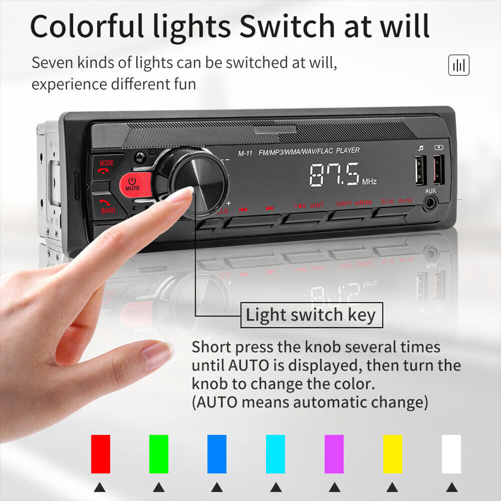 12V Car MP3 Player Bluetooth Hands-free FM Car Radio Colorful Light Audio Central Control Car Radio M11