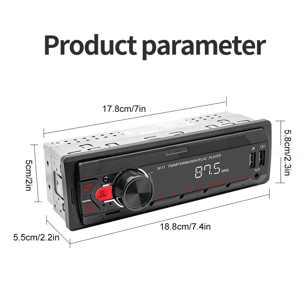 12V Car MP3 Player Bluetooth Hands-free FM Car Radio Colorful Light Audio Central Control Car Radio M11