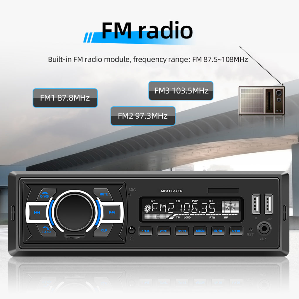 Single Din 12V Car MP3 Player Lossless Music Bluetooth USB Card Car DAB Car Radio with Square Control D3308