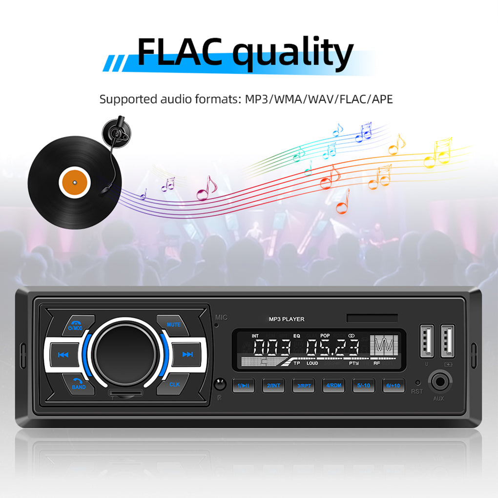 Single Din 12V Car MP3 Player Lossless Music Bluetooth USB Card Car DAB Car Radio with Square Control D3308