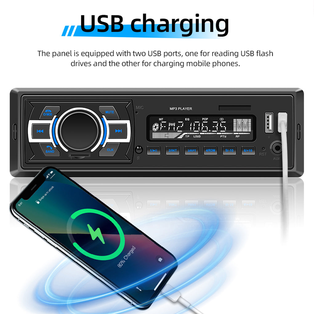 Single Din 12V Car MP3 Player Lossless Music Bluetooth USB Card Car DAB Car Radio with Square Control D3308