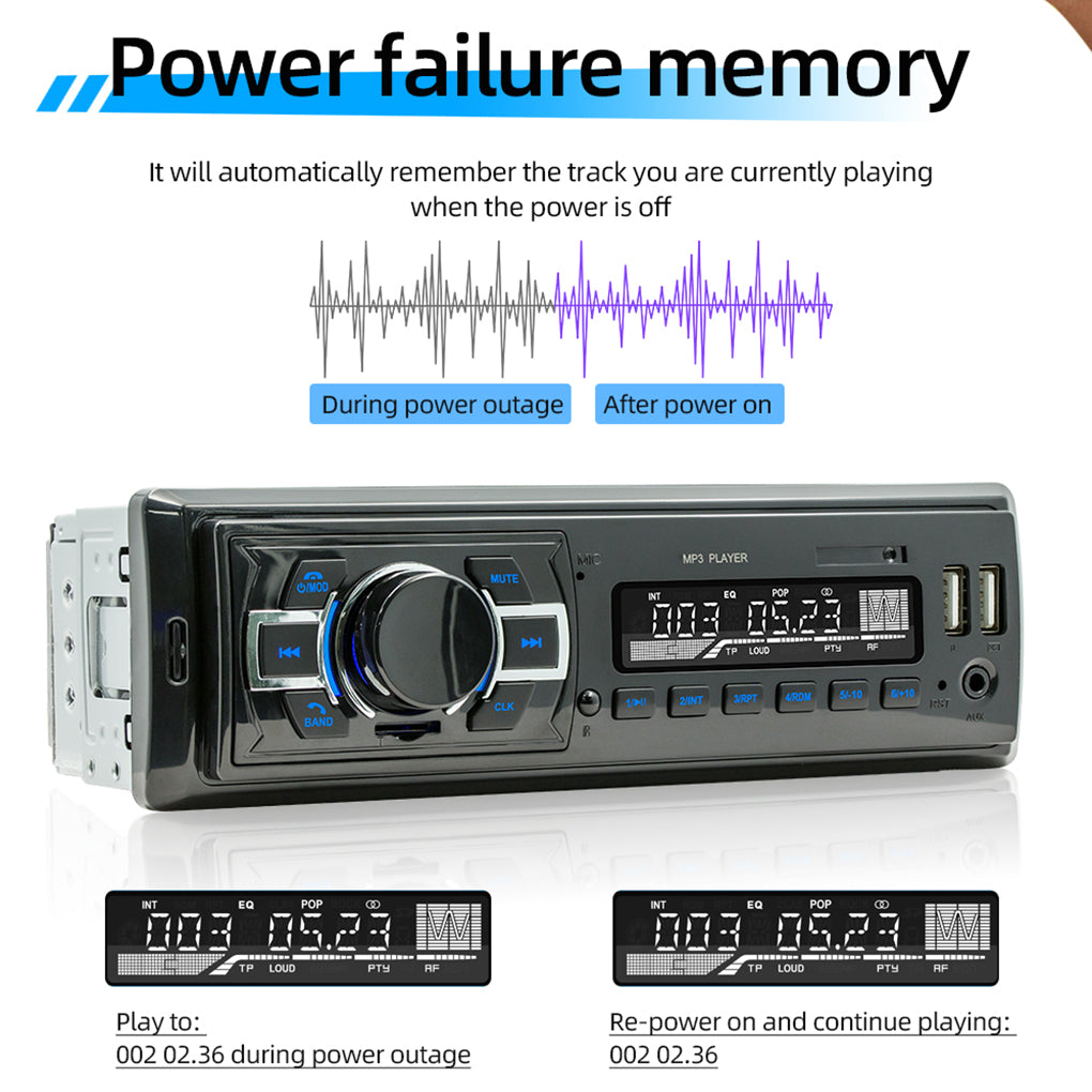 Single Din 12V Car MP3 Player Lossless Music Bluetooth USB Card Car DAB Car Radio with Square Control D3308