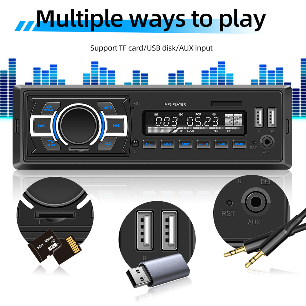 Single Din 12V Car MP3 Player Lossless Music Bluetooth USB Card Car DAB Car Radio with Square Control D3308
