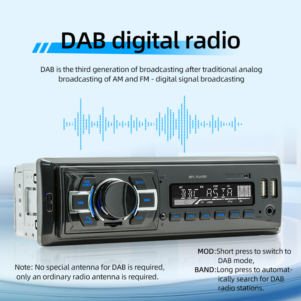 Single Din 12V Car MP3 Player Lossless Music Bluetooth USB Card Car DAB Car Radio with Square Control D3308