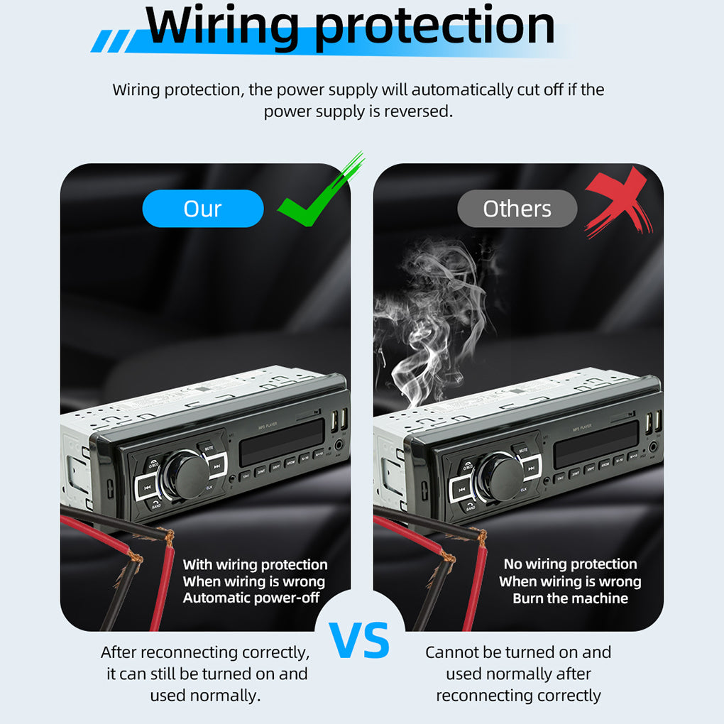 Single Din 12V Car MP3 Player Lossless Music Bluetooth USB Card Car DAB Car Radio with Square Control D3308