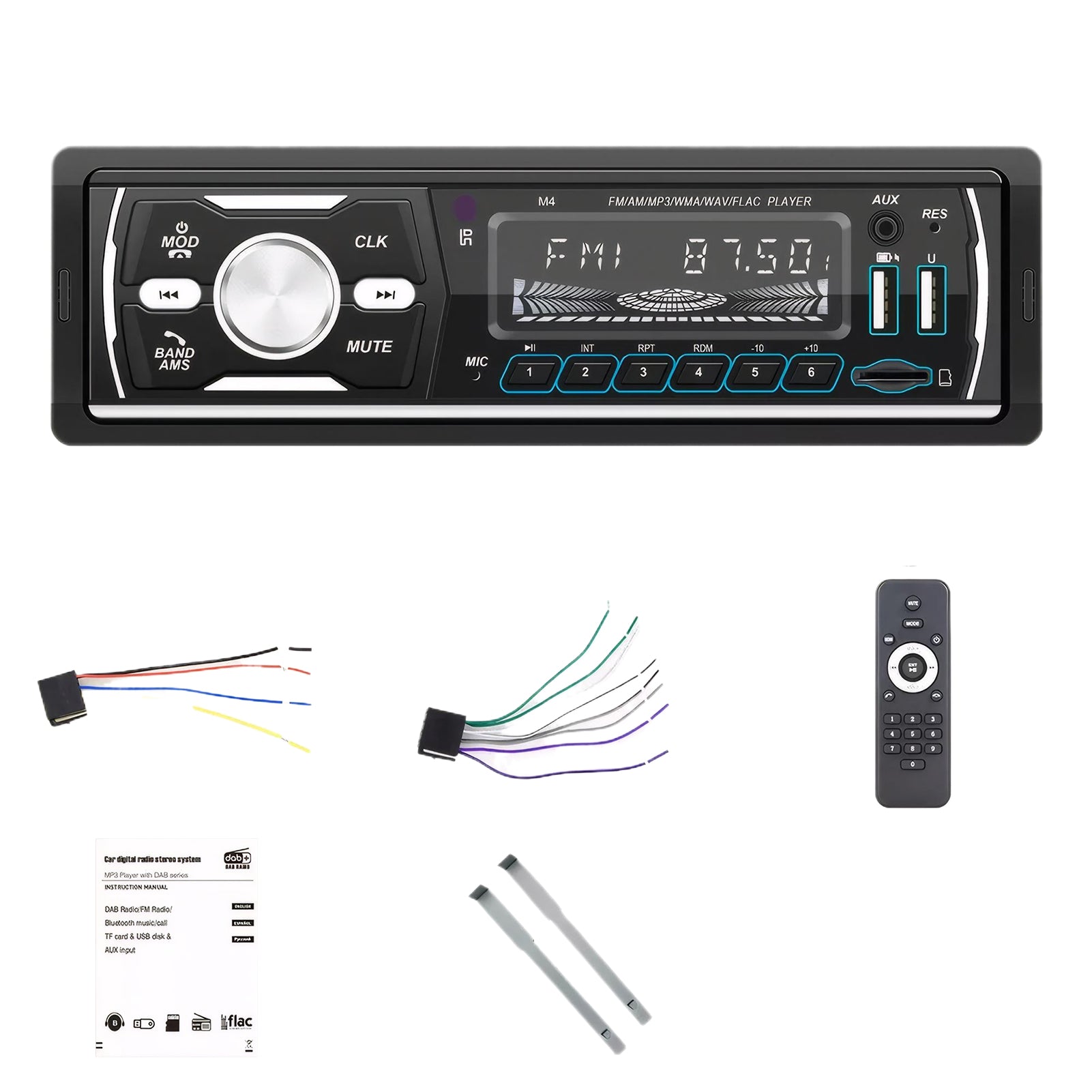 DAB+ Single 1DIN RDS AM FM Car Stereo Radio Bluetooth MP3 Player USB TF BT AUX