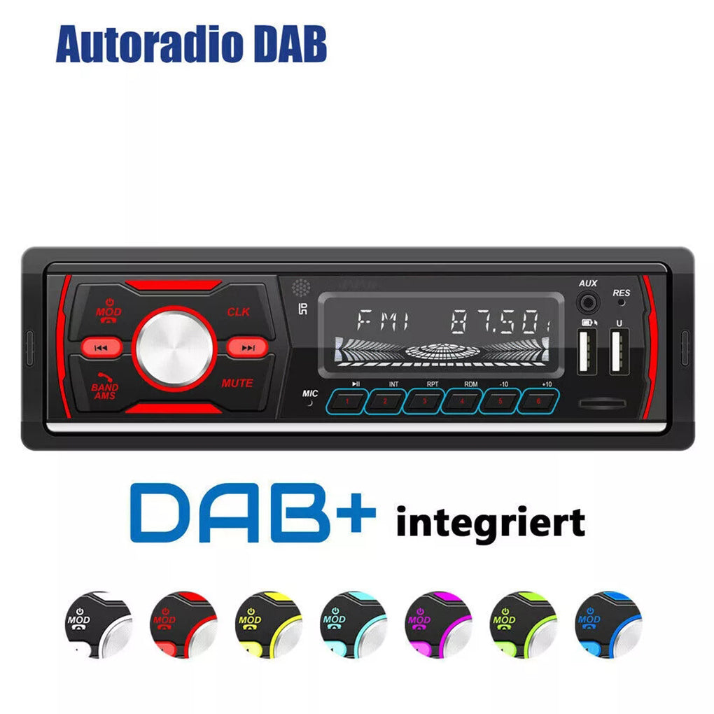 DAB+ Single 1DIN RDS AM FM Car Stereo Radio Bluetooth MP3 Player USB TF BT AUX