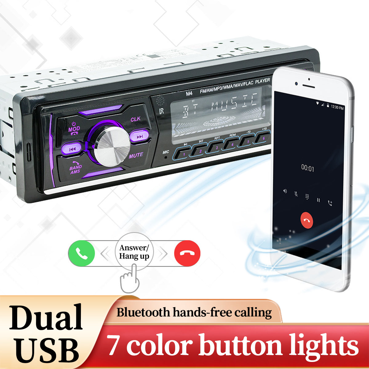 DAB+ Single 1DIN RDS AM FM Car Stereo Radio Bluetooth MP3 Player USB TF BT AUX
