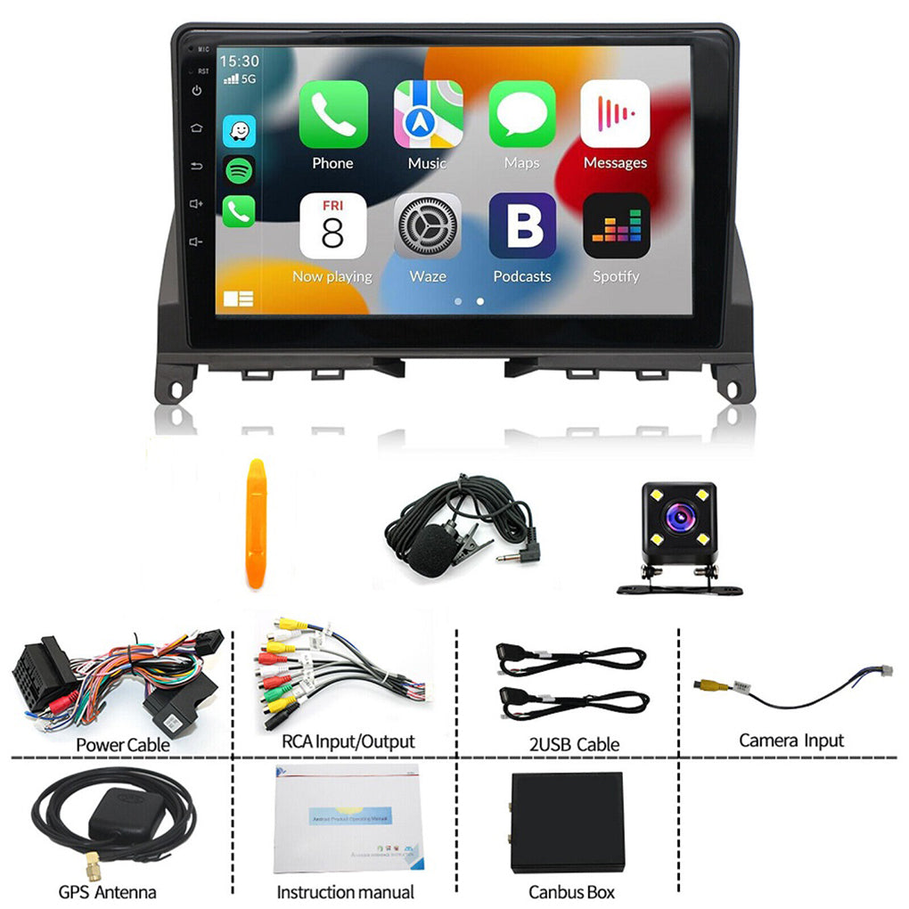 Suitable for 2006-2011 Mercedes-Benz C-Class W204 S204 9-inch Android 14 wifi reversing image integrated car radio