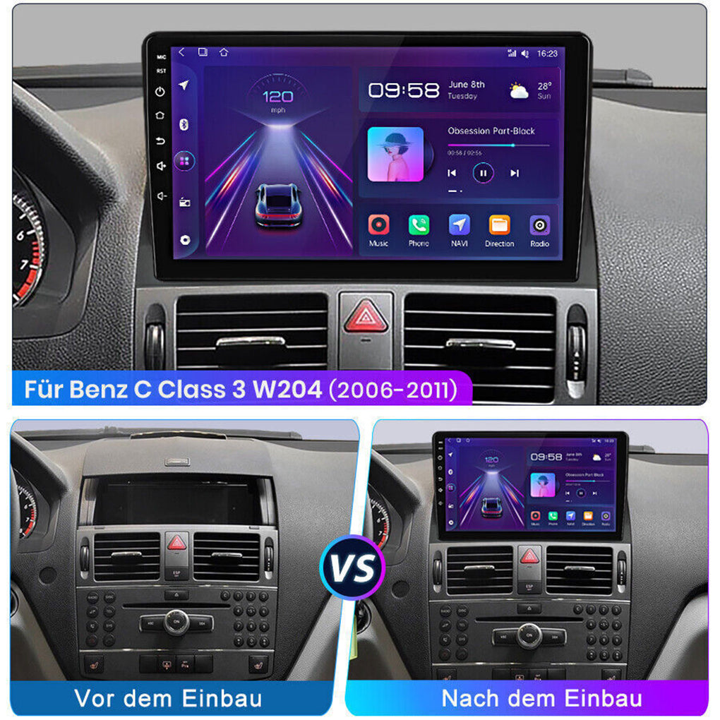 Suitable for 2006-2011 Mercedes-Benz C-Class W204 S204 9-inch Android 14 wifi reversing image integrated car radio