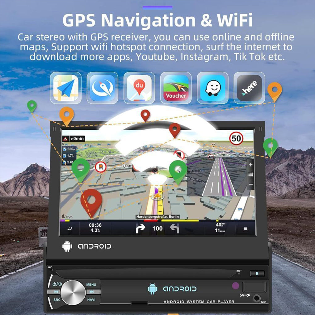 Manual retractable Android 14 7-inch car MP5 card player Bluetooth call reversing priority with MP3 car radio