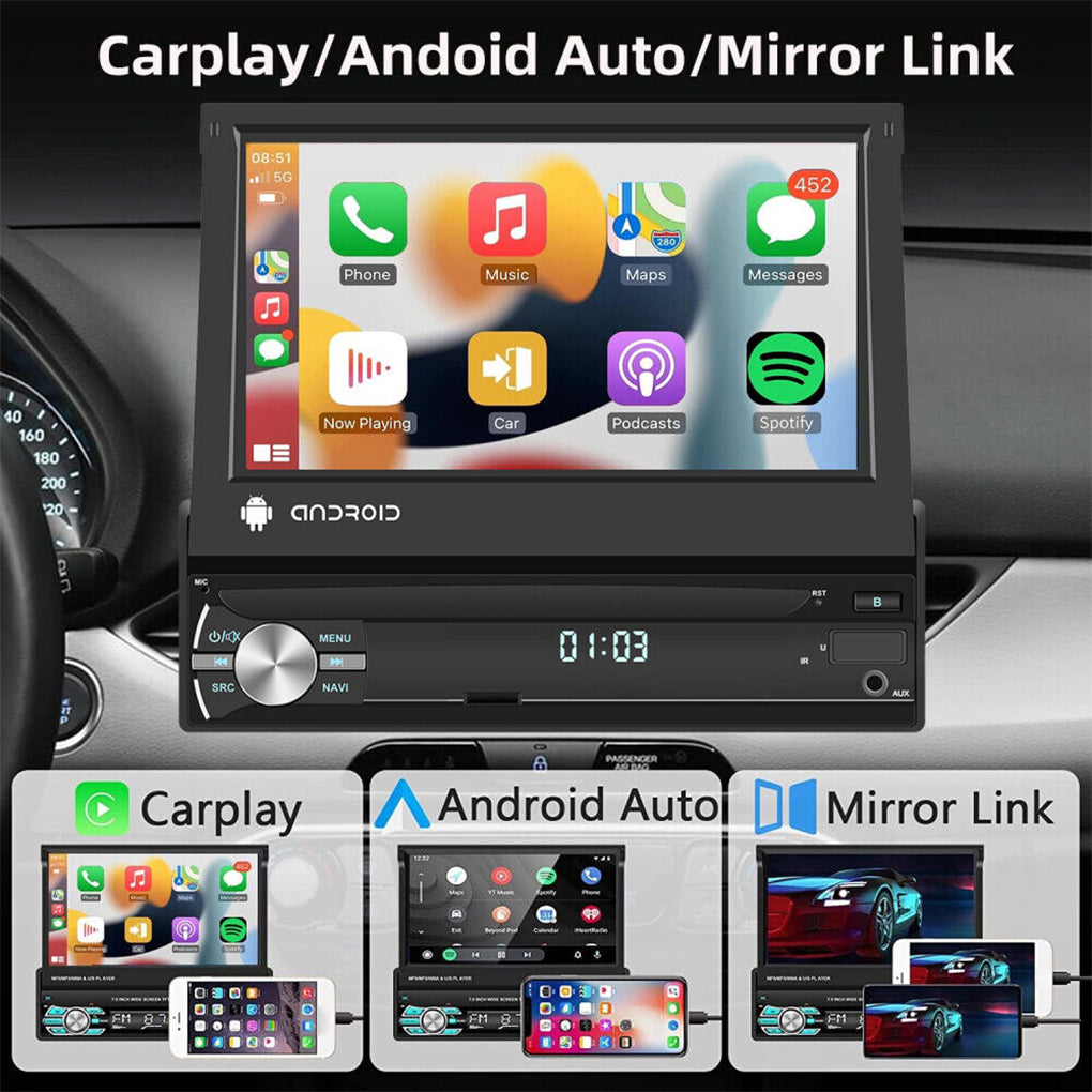 Manual retractable Android 14 7-inch car MP5 card player Bluetooth call reversing priority with MP3 car radio