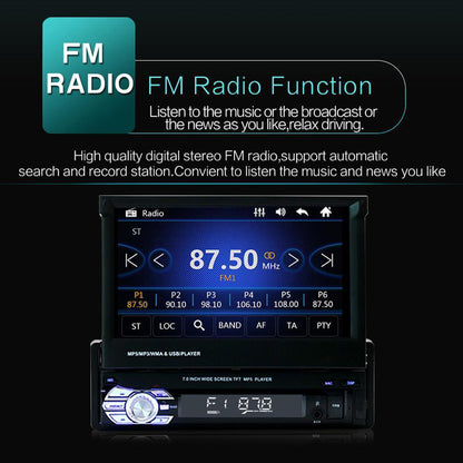 1DIN Car Radio with 7" Touchscreen Screen Bluetooth USB SD MP5 Player Radio