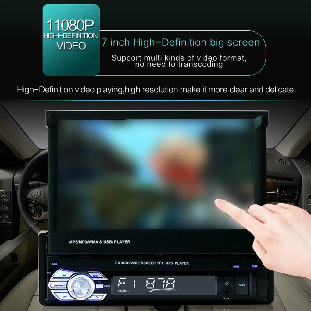 1DIN Car Radio with 7" Touchscreen Screen Bluetooth USB SD MP5 Player Radio